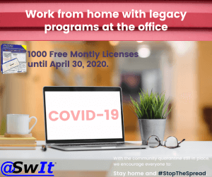 Covid-19: Work from home with legacy programs: 1000 Free Montly Licenses